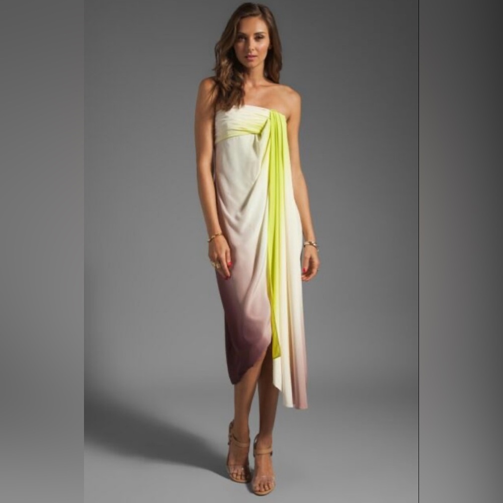 Diane Von Furstenberg Sierra‎ Midi Dress in Ombré Draped Silk Cocktail Wedding